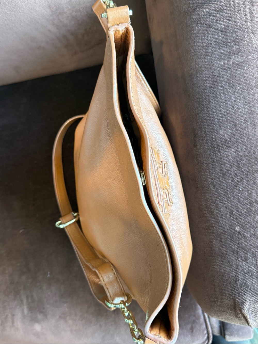 Tory Burch Tan Leather Shoulder Bag with Gold & Leather Chain Strap - Picture 10 of 10